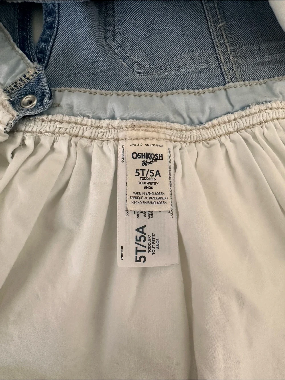 OshKosh B'gosh Denim Bib Overall Dress with White Eyelet Skirt